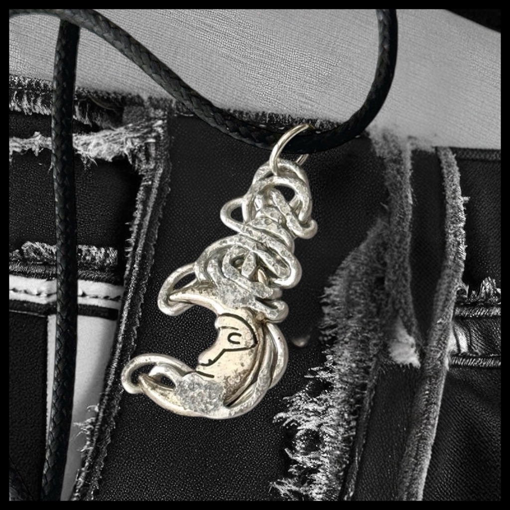 5 For $25silver Grunge Moon Pendant Necklace